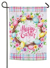 Easter Floral Wreath Garden Flag