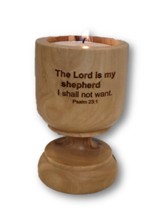 Psalm 23:1 Blessings Olivewood Candle Holder