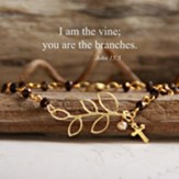 I Am The Vine Beaded Bracelet, Gold Tone Tone and Brown