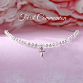 First Communion Cross, Pearls and Crystals Necklace