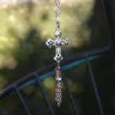 Cross Pendant with Tassel Drop Necklace