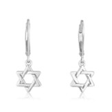 Small Star of David Silver Hanging Loop Earrings