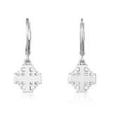 Small Jerusalem Cross Silver Hanging Loop Earrings