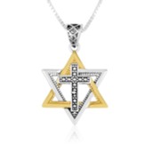 Star and Cross Pendant, Silver and Gold