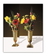 Brass Altar Vases with Liners, Set of 2