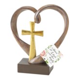 Golden Wedding Anniversary Tabletop Cross with Heart