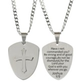 Shield, Cross, Necklace, Joshua 1:9