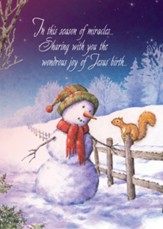 Snowman and Squirrel Christmas Card with Magnet, Set of 18