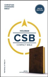 CSB Compact Bible, Value Edition--soft leather-look, brown