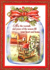 Rocking Chair in Mason Jar Christmas Card with Magnets, Set of 18