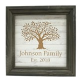 Personalized, Wooden Framed Sign, with Tree, Gray and White