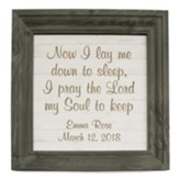 Personalized, Wooden Framed Sign, Now I Lay, Gray and White