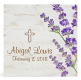 Personalized, Wooden Sign with Flowers, and Cross,   Small, White