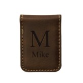 Personalized, Leather Money Clip, with Name, Brown