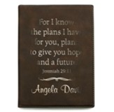 Personalized Leather Padfolio, Hope and a Future, Small,  Brown