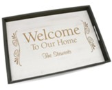 Personalized, Wooden Tray, Welcome, White