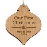 Personalized, Wooden Bulb Ornament, Our First Christmas Natural