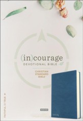 CSB (in)courage Devotional Bible--genuine leather, navy (indexed) - Imperfectly Imprinted Bibles