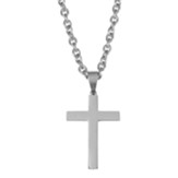 Box Cross Necklace, Silver