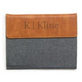 Personalized, Padfolio, Faux Leather, Small, Monogram, Grey and Tan