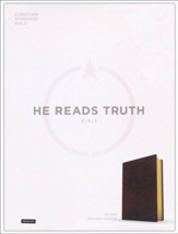 CSB He Reads Truth Bible, Brown Genuine Leather with Thumb Index