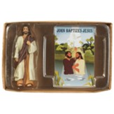 Jesus Figurine with John Baptizes Jesus Card