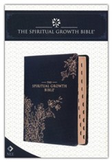 NLT Spiritual Growth Bible--soft leather-look, black floral