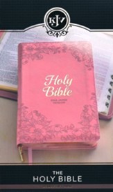 KJV Deluxe Gift Bible--soft leather-look, pink (indexed) with zipper