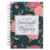 Strength & Dignity, Wirebound Journal, Navy Floral