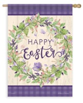 Happy Easter Wreath, Large Flag