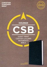 CSB Giant-Print Center-Column  Reference Bible--soft leather-look, black - Imperfectly Imprinted Bibles