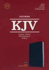 KJV Giant-Print Reference Bible--genuine leather, black (indexed)