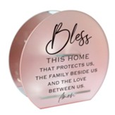 Bless This Home That Protects Us Mirrored Tealight Holder, LED, Pink