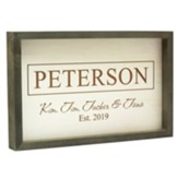 Personalized, Faux Wood Framed Sign, Family, White  with Gray Frame