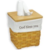 God Bless You Tissue Holder Basket, White Insert