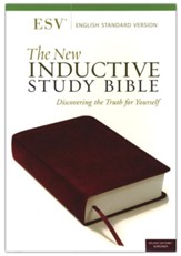 ESV New Inductive Study Bible--soft leather-look, burgundy - Slightly Imperfect