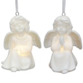 Set of Two Illuminated Angel Ornaments