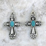 Cross with Flowers, Stone, Earrings