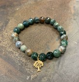 Tree Of Life Green Jade Stretch Bead Bracelet