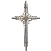 Metal Wall Cross with Flower Design Center