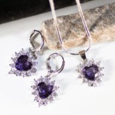 Purple Heart Earrings and Necklace Set