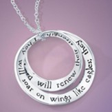 Soar On Wings Sterling Silver Double Mobius Pendant, Isaiah 40:31