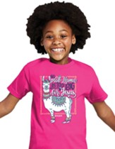 No Prob-Llama Is Too Big For Jesus Shirt, Pink, Youth Small