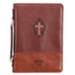 John 3:16 Bible Cover with Cross, LuxLeather Brown, Large