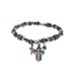 Turquoise Beaded Crystal Cross Charm Stretch Bracelet