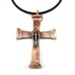 Horse Nail Cross Necklace, Copper Finish, Black Cord