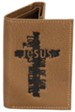 Jesus Cross Genuine Leather Wallet, Brown