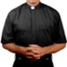 Men's Short Sleeve Clergy Shirt with Tab Collar: Black, Size 16.5