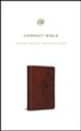 ESV Compact Bible--soft leather-look, walnut with weathered  cross design