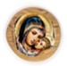Madonna and Child, Round, Holy Land Olive Wood Icon Magnet